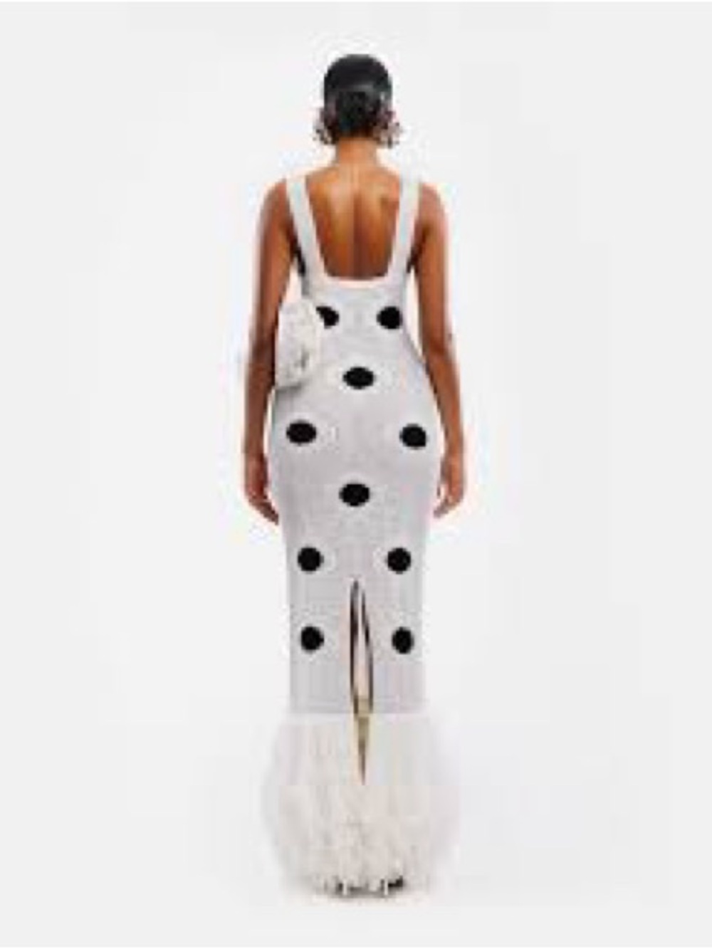 Hanifa Harper III White Knit Maxi Dress with Black Polka Dots - Picture 3 of 13